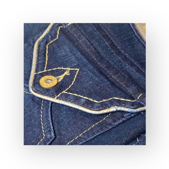 new Denim of Virtue ㋛ Y2K Justice Lurex Trim Flap Pockets Slim Jeans ㋛ Dark ㋛ - Picture 9 of 16